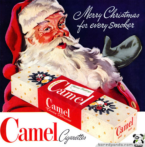 Don't forget to have a tasty Camel cigarette with your Eggnog! Santa approved!